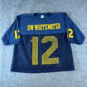 VINTAGE UW Whitewater Football Jersey Mens L Blue 12 Graphic Collegiate Pacific